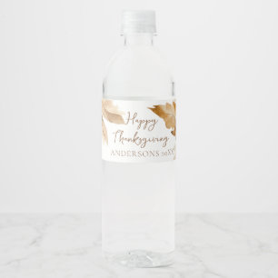 Etiqueta Para Botella De Agua Día de Acción de Gracias con hoja de acuarela mode