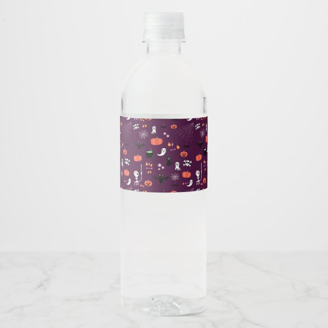 Etiqueta Para Botella De Agua Día de las Brujas (Anverso)
