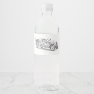 Etiqueta Para Botella De Agua dibujo de bombero de piropos de piruetas vintage