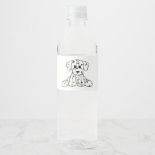 Etiqueta Para Botella De Agua Dibujo de perro de peluche dálmata contorno simple
