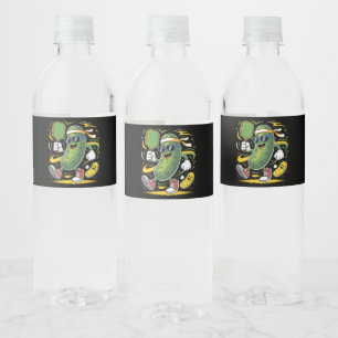 Etiqueta Para Botella De Agua Dill pickle jugando pickleball