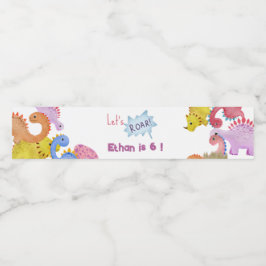 Etiqueta Para Botella De Agua Dinos vamos a rugir cumpleaños de niños