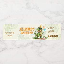 Etiqueta Para Botella De Agua Dinosaur Birthday - Stomp Chomp Roar T-Rex Birthda