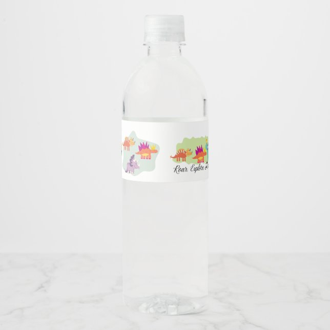 Etiqueta Para Botella De Agua Dinosaurio (Anverso)