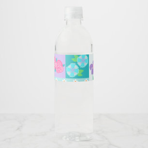 Etiqueta Para Botella De Agua Diseño de flores vibrantes en flor