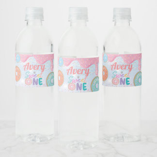 Etiqueta Para Botella De Agua Donut Sweet One First Birthday Party Favor Water B