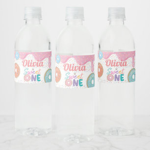 Etiqueta Para Botella De Agua Donut Sweet One First Birthday Party Favor Water B