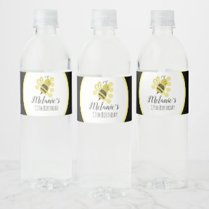 Etiqueta Para Botella De Agua Doodle Bee y Hive Birthday Baby Shower Fiesta