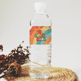 Etiqueta Para Botella De Agua Dos Groovy Babe Retro Rainbow segundo Fiesta de cu