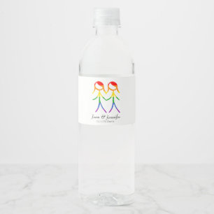 Etiqueta Para Botella De Agua Dos novias amor arcoiris