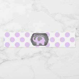 Etiqueta Para Botella De Agua Dot Chica de Lavender Elephant Baby Shower