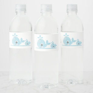 Etiqueta Para Botella De Agua Ducha de Bebé Ballena Mamá Adorable Bebé Ballena 