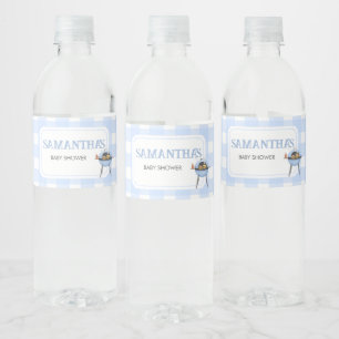 Etiqueta Para Botella De Agua Ducha de Bebé Blue Burger BBQ