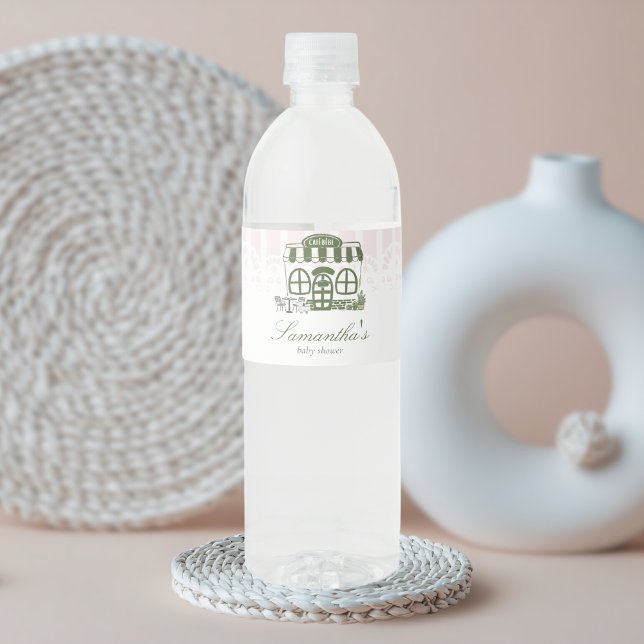 Etiqueta Para Botella De Agua Ducha de Bebé Café Bebe (Baby is Brewing Coffee Cafe Bebe Baby Shower Bottle Label)