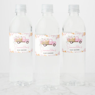 Etiqueta Para Botella De Agua Ducha de bebé de Camioneta Rosa Calabacita
