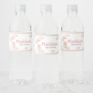 Etiqueta Para Botella De Agua Ducha de bebé de Corderito Rosa