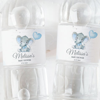 Etiqueta Para Botella De Agua Ducha de bebé de Elephant Safari