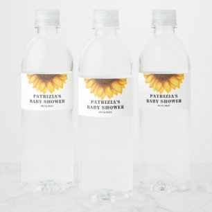 Etiqueta Para Botella De Agua Ducha de Bebé de Girasoles