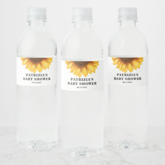 Etiqueta Para Botella De Agua Ducha de Bebé de Girasoles