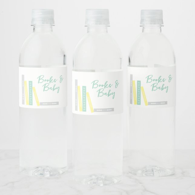 Etiqueta Para Botella De Agua Ducha de Bebé de Libros (Botellas)