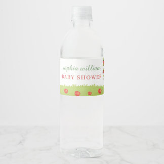 Etiqueta Para Botella De Agua Ducha de bebé del huerto de manzanos acuarela