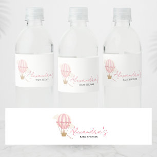 Etiqueta Para Botella De Agua Ducha de bebé del oso boho rosa