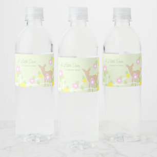 Etiqueta Para Botella De Agua Ducha de Bebé Floral Cervatillo