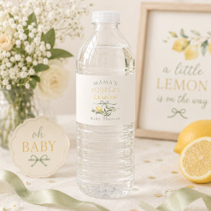 Etiqueta Para Botella De Agua Ducha de Bebé Limón Cítrico Squeeze de Mamá
