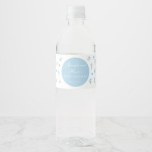 Etiqueta Para Botella De Agua Ducha de bebé niño boho floral azul claro linda
