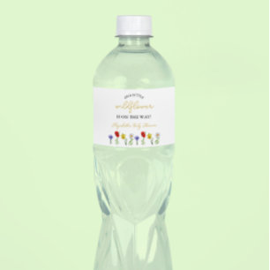 Etiqueta Para Botella De Agua Ducha de Bebé Pequeña Flor Silvestre