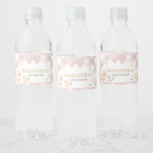 Etiqueta Para Botella De Agua Ducha de bebé Silly Goose de Cuadros Rosas