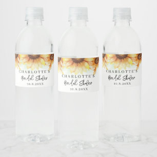 Etiqueta Para Botella De Agua Ducha de Novia Botánica Floral Girasol