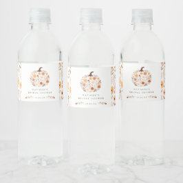 Etiqueta Para Botella De Agua Ducha de Novia de Flor de Calabaza de Otoño