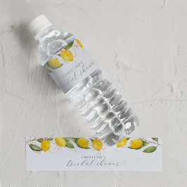 Etiqueta Para Botella De Agua Ducha de Novia de Limón y Cítricos de Verano