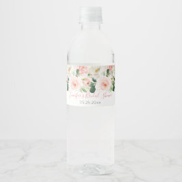 Etiqueta Para Botella De Agua Ducha de novia floral de oro rosa Rubor