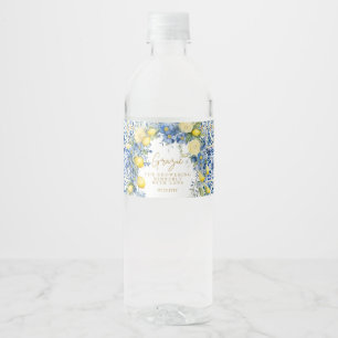 Etiqueta Para Botella De Agua Ducha de Novia Limón Azul Italia Baldosas Gracias