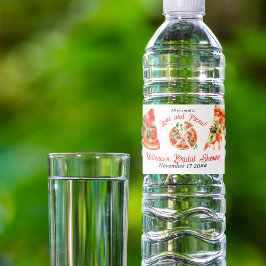 Etiqueta Para Botella De Agua Ducha de novias de Fiesta Slice con amor y pizza i