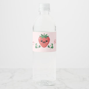 Etiqueta Para Botella De Agua Ducha de Strawberry Kawaii para el Bebé