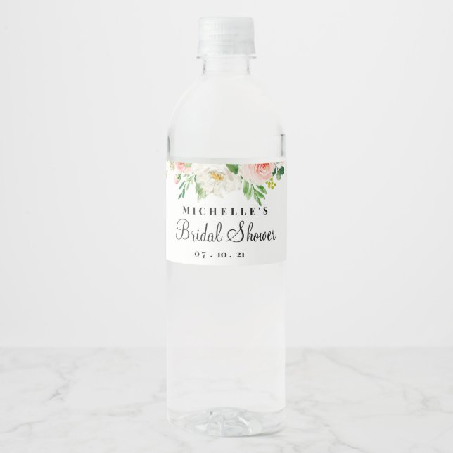 Etiqueta Para Botella De Agua Ducha nupcial, floral (Anverso)