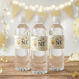 Etiqueta Para Botella De Agua Dulce Abeja Uno Cumpleaños Primer Agua Acuarela Ab