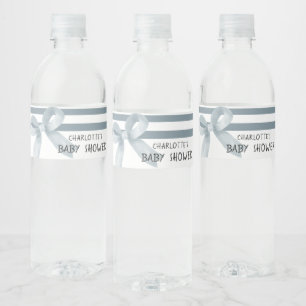 Etiqueta Para Botella De Agua Dulce Arco Azul Acuarela Baby Shower