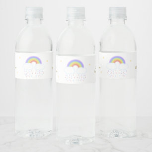 Etiqueta Para Botella De Agua Dulce Ducha de Bebé de Luna Estrellas Arcoíris en