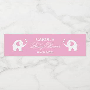 Etiqueta Para Botella De Agua Dulce elefante rosa personalizado para fiesta de b