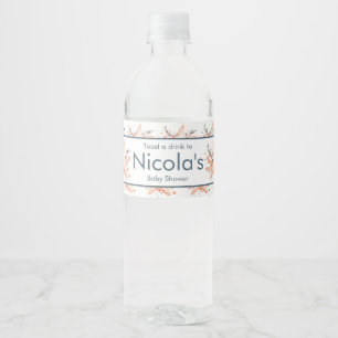Etiqueta Para Botella De Agua Dulce Fiesta de Bebé Estrella de Mar Floral