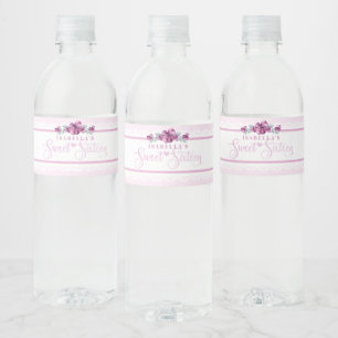 Etiqueta Para Botella De Agua Dulce floral rosa 16