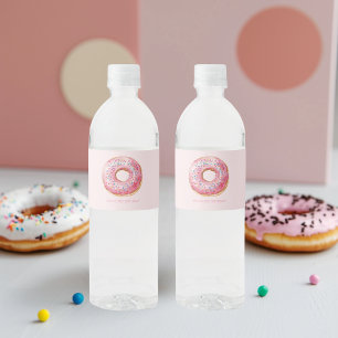 Etiqueta Para Botella De Agua Dulce tiempo Pastel Rosa Donut Cumpleaños
