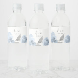 Etiqueta Para Botella De Agua Duste Blue Floral Watercolor Bridal Shower
