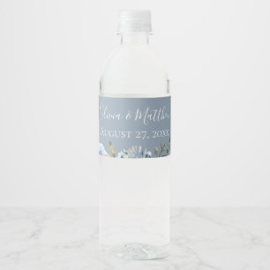 Etiqueta Para Botella De Agua Dusty Blue Botanalized