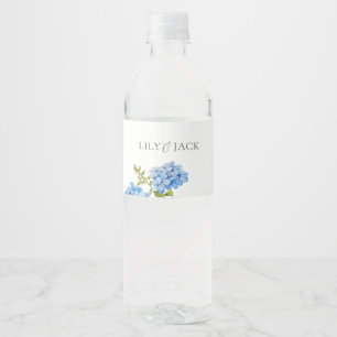 Etiqueta Para Botella De Agua Dusty Blue Floral Hydrangea Boda