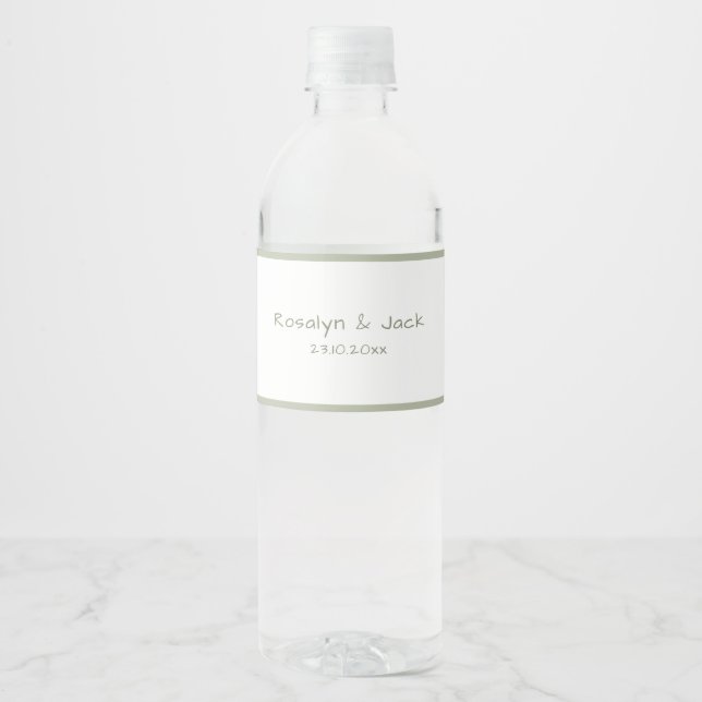 Etiqueta Para Botella De Agua Dusty Green Casual HandWriting Water Bottle Labs (Anverso)